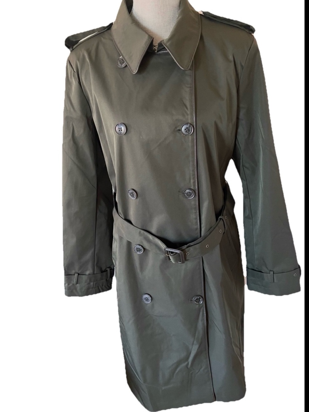 Lauren Ralph Lauren Olive Green Belted Trench Coat XL NWT